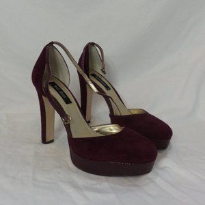 White House/Black Market Suede Ankle Strap Platform Heels || 9M